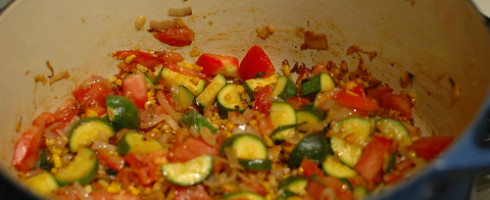 Greater Than the Sum: Penne with Corn, Zucchini, and Tomatoes